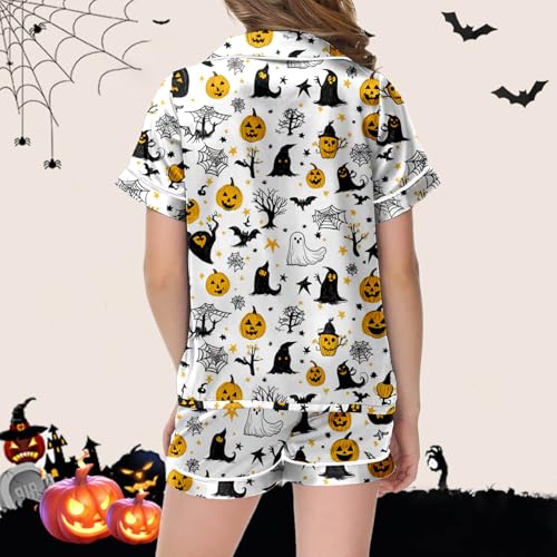 Girls Halloween Outfit Printed Round Neck Top and Shorts Set Comfortable Everyday Wear for Toddler Kids Ages 2 to4