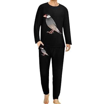 BlackBerry鸟鸟一 キャラクター柄ルームウェアセット Amazon.co.jp: メンズ パジャマ 文鳥 鳥柄 上下セット ルーム
