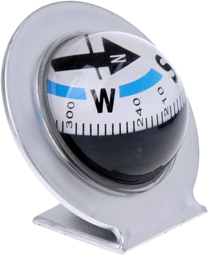 Fast Response Auto Car Boat Truck 360 Degree Navigation Compass Dashboard Ball Mount for Camping Travel Silver