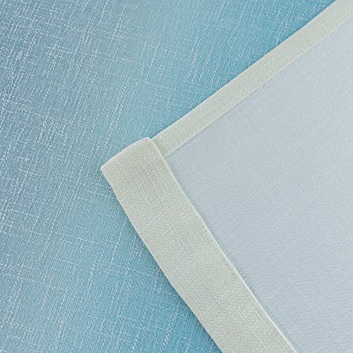 Pleasant Boulevard | Faux Linen Curtains [2 Panels] Elegant Living Room Bedroom Window Drape Curtain, Grommet Eyelet Style (52 X 84In, Gradient Blue) #TOP3