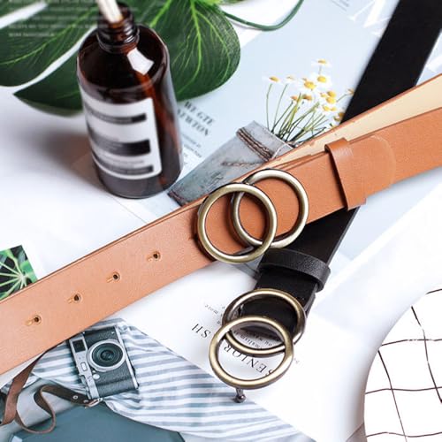 Women's Double O-Ring Belt Soft Faux Leather Belt Perfect Match with Your Jeans and Dresses3
