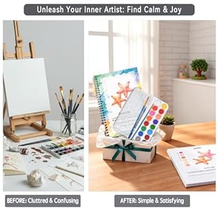 SLWBZ Watercolor Workbooks Coloring Book, Beginner Friendly Painting Kit, Detailed Steps, Creative Exploration Watercolor Book with Paint Set for Adults Teens (Seaside, with Paint)