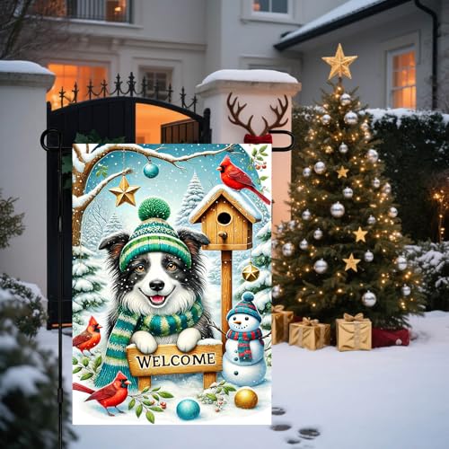 Image of BlissYard Garden Flag Shepherd Snowy Scene Winter 12x18 Inch Polyester | Garden Banner, Yard Sign | Shepherd Flag, Snowy Scene Lawn Decor | Porch, Patio, Entry (Winter Art)