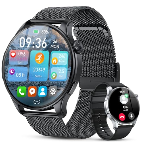 Smartwatch Herren Damen Fitnessuhr mit Telefonfunktion: Bluetooth Anruf Armbanduhr uhr Wasserdicht Fitness tracker Smart Watch mit Herzfrequenz Schlafmonitor Schrittzähler Sportuhr Uhren Android iOS