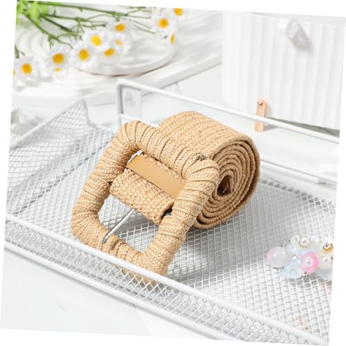 VALICLUD Elegant Elastic Straw Belt Wide Belt Boho Pattern Dress and Trousers Waist2