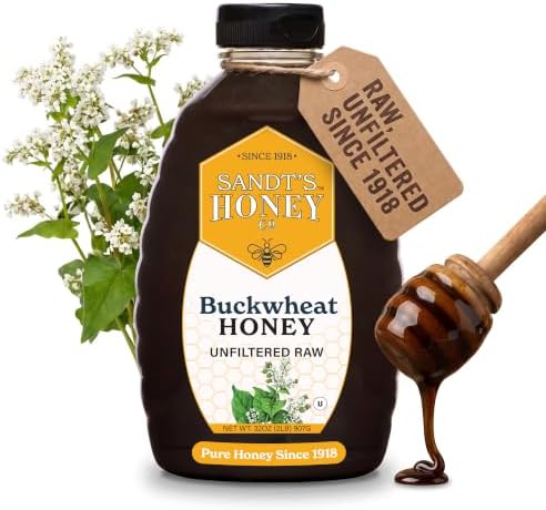 (Buckwheat) - Sandt's Buckwheat Honey, Unfiltered Raw Honey, Non-GMO Genuine, Pure Honey (0.9kg)