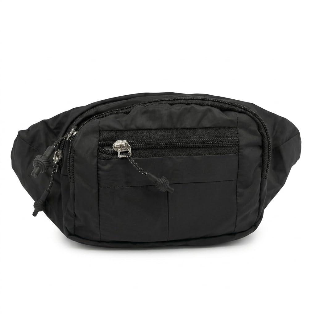 Waist Pack for Men & Women | Travel Money Belt Pouch Bum Bag | Adjustable Belt Fanny Pack for Hiking, Running, Gym, Cycling | Mobile Phone Passport Cash Holder Polyester (Black)-image-49