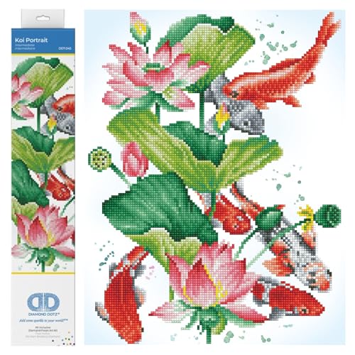 Image of DIAMOND DOTZ Koi Portrait Diamond Painting Kits for Adults - Diamond Art Kits a Relaxing Creative Craft Kit with Dotz Gems 12x16.4