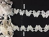 5 Yard Lot, Detailed Butterfly Venise Lace Trim, White, 3/4 Inches Amore Fabrics