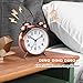 Azyh Loud Alarm Clock for Heavy Sleepers Adults, Metal 4 Inches Twin Bell Battery Operated Alarm Clocks for Bedrooms Decoration, Silent Non-Ticking, Back-to-School Gift (Red Brown)