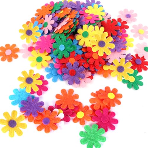 HONQX Filzblumen Filz Blumen, 200 Stück Filzblumen Deko Bunte Stoff Blumen Filz 