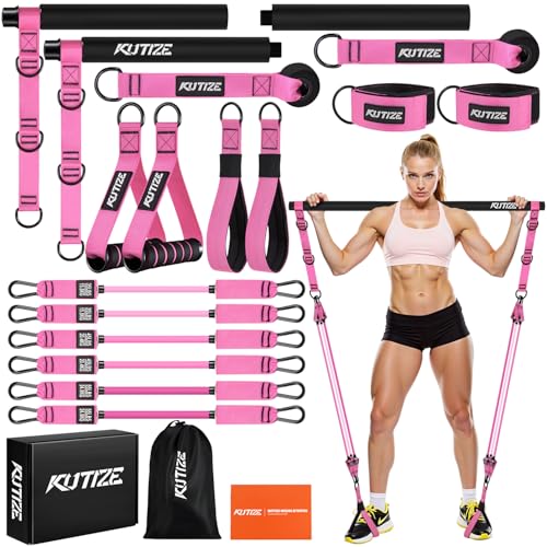 Image of KUTIZE Pilates Bar Kit with Resistance Bands, Heavy Duty Pilates Equipment for Men, Training Bands with Handles for Legs, Hip, Back, Arm, Abs, Chest, Shoulders, Portable Home Gym Workout Equipment