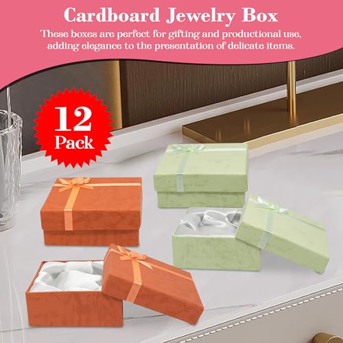 Novel Box 12 Pack Cardboard Jewelry Boxes for Bangles 3.5x3.5x1 Inches - Bangle Gift Box with Rosebug Bows - Bangles Holder Cases for Weddings & Special Occasions in Assorted Colors - Thumbnail 3