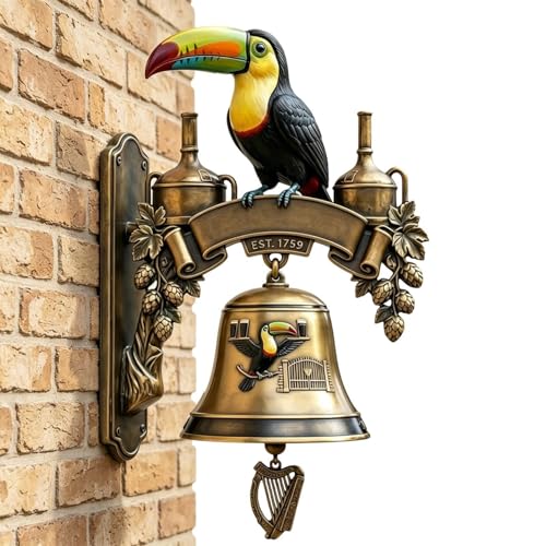 Cloche Murale, Cloche De Dîner Décorative Toucans, Cloches De Porte D'entrée en Métal Vintage, Décoration Suspendue Extérieure, Cloches De Porte D'entrée pour La Maison, Bar, Pub, Jardin, Réception