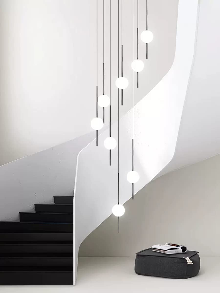 Lámpara De Sala De Estar Hueca Simple Moderna Villa Hotel Hall Iluminación Creativa Loft Dúplex Escalera Giratoria Lámpara Larga (Tamaño: 1 Cabeza)