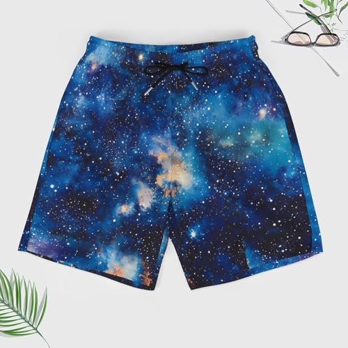 Spaces Universes Galaxy Stars Beach Shorts for Men Swim Trunks Quick Dry Swim Shorts with Compression Liner Pocket3