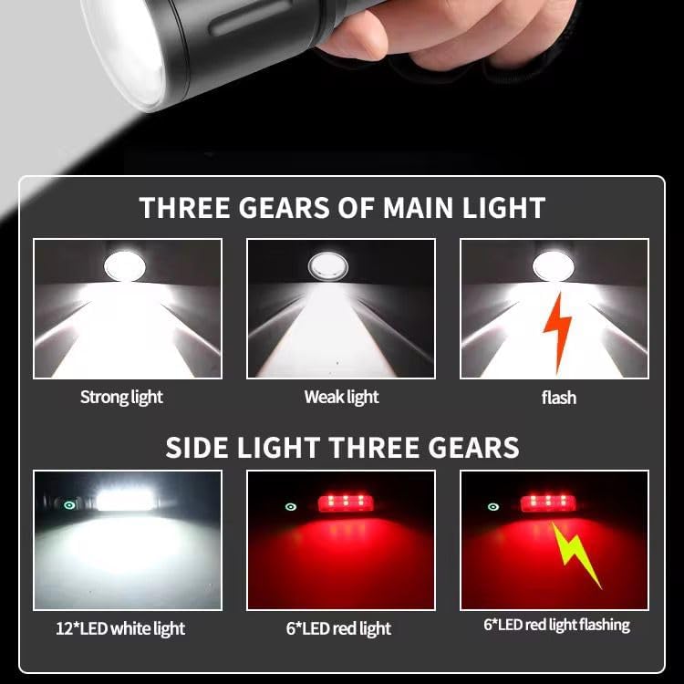 Orret Home 2000 Lümen Şarjlı El Feneri – 6 Işık Modlu Metal Kasalı, Zoom Özellikli, Type-C Şarj Girişli, Suya Dayanıklı Güçlü Led Fener, Kamp ve Acil Durum Aydınlatma Lambası (El Feneri) - Görsel 3