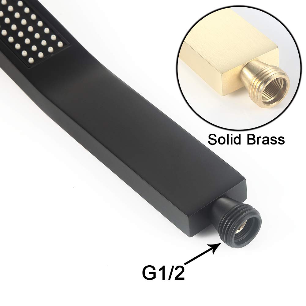 BWE Single Handle 1-Spray Round Rain Shower Faucet Set 2.5 GPM With High Pressure Shower Head Hand Shower In Matte Black A-98055-B - View #4