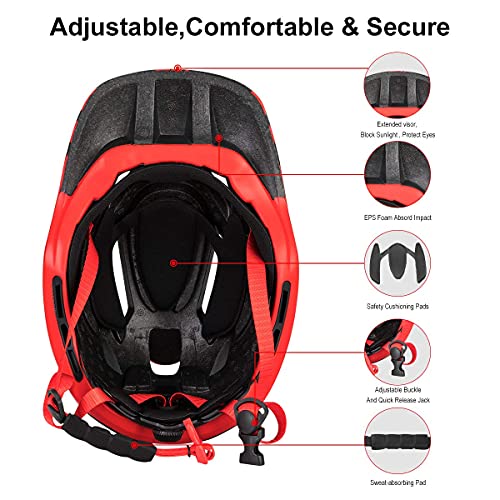 Rockbros Kids Full Face Bike Helmet Lightweight Toddlers Helmets Kids Mountain Bike Helmets Ages 5-14 Anti-Collision Detachable Chin Kids Helmet For Bmx Skateboard Scooter #TOP4