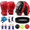 Odoland 7-in-1 Boxing Gloves and Punching Mitts Set for Kids, Boxing Mitts Focus Pads, Kids Boxing Gloves and Protect Sleeves, Reflex Balls Kit and Jumping Rope for MMA Training
