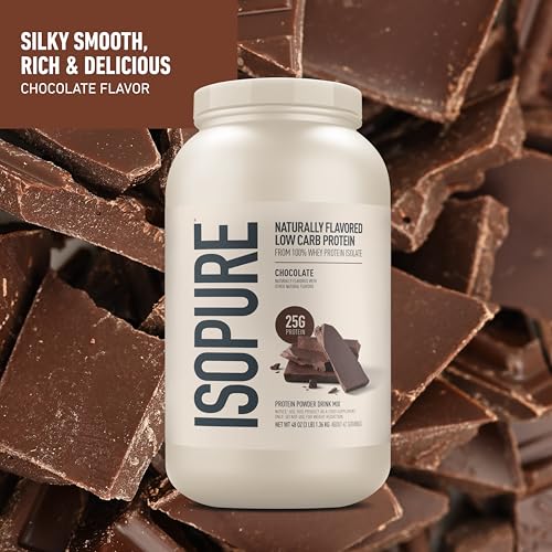 Image of Isopure Low Carb 100% Pure Whey Isolate Protein Powder, Lactose Free, Gluten Free, with Vitamins, Chocolate, 25g Protein Per Serving, 3 Lbs, 42 Servings (Packaging May Vary) | 25g Protein Per Serving, 100% Whey Protein Isolate, Lactose Free, Gluten Free, with Added Vitamins, 5 or Less Ingredients