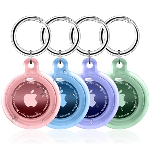 Chaveiro Airtag à prova d'água, pacote com 4 suportes Apple AirTag, material TPU transparente, capa
