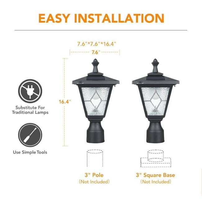 KP4326Q-A Solar Lamp Post Light Solar Pillar Light Matte Black