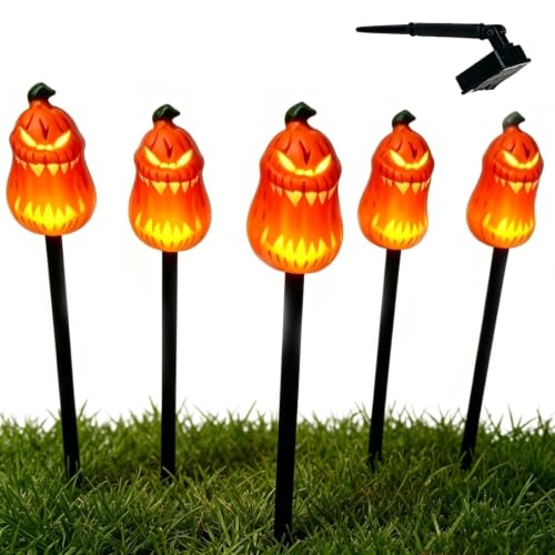 Luces de Estaca de Calabaza de Halloween Solares con Encendido Automático