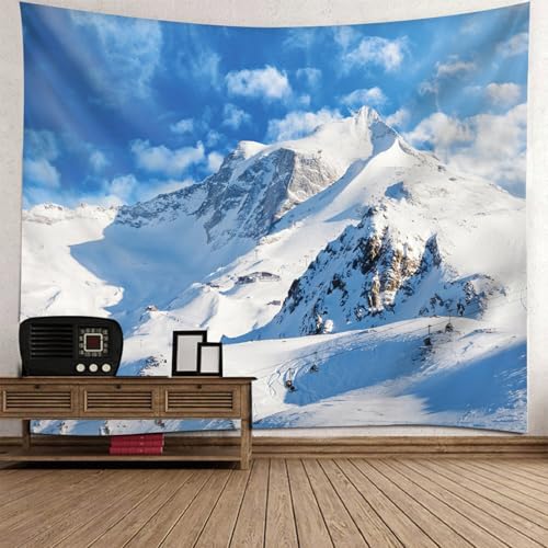 Tapisserie chambre ciel bleu pour habiller un mur vide et illuminer les petits espaces