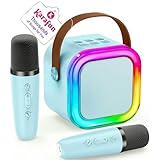 Mini Karaoke Machine for Kids, 2026 TOP Toys Birthday Valentine's Day Gifts Ideas for Girls Ages 4, 5, 6, 7, 8, 9, 10, 12+ Years Old, Portable MP3 Player with 2 Wireless Mics for Family Home Party