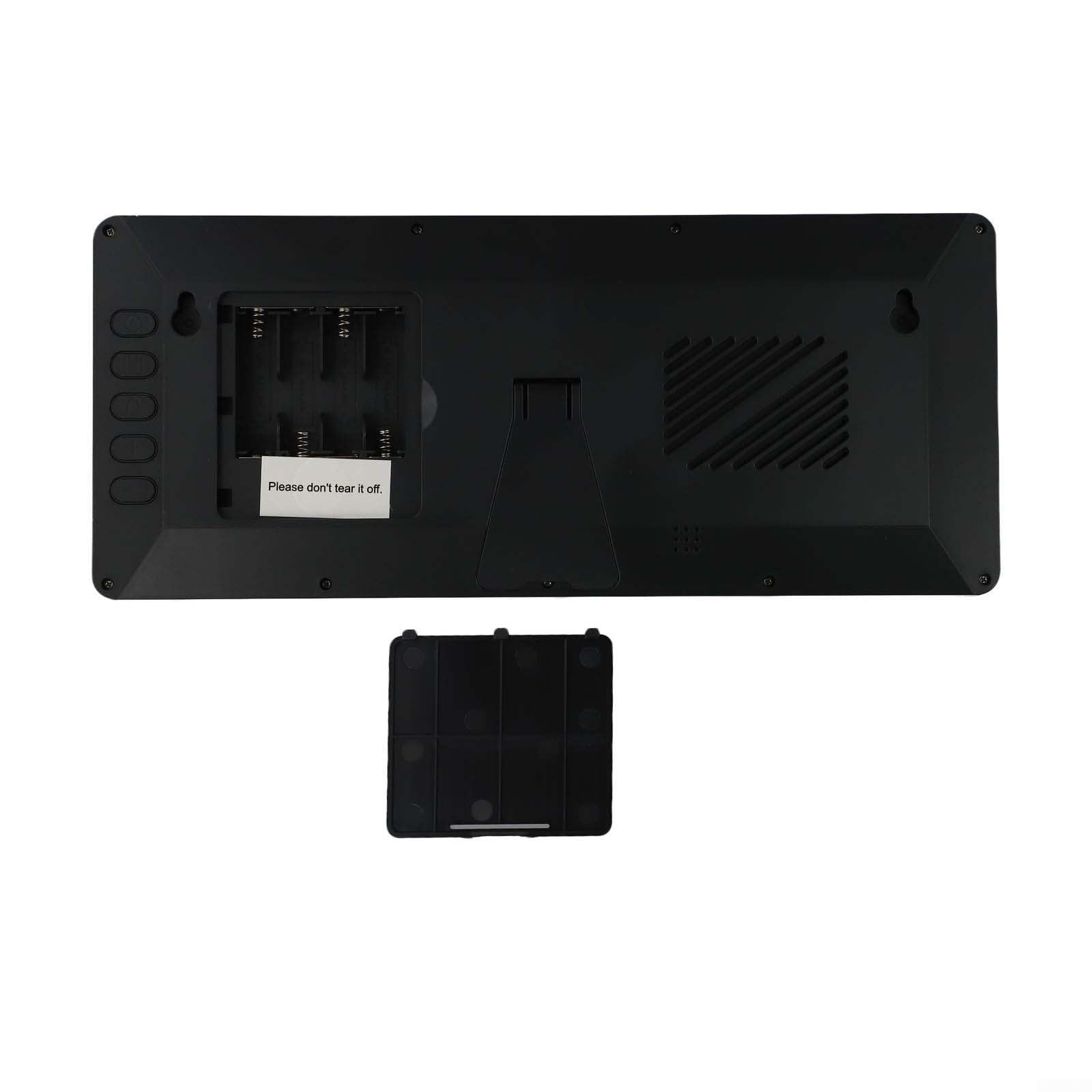 Reloj de pared LCD de pantalla grande, reloj despertador digital con temperatura, fecha, fase lunar, funciona con pilas, diseño rectangular moderno para sala de estar, color negro