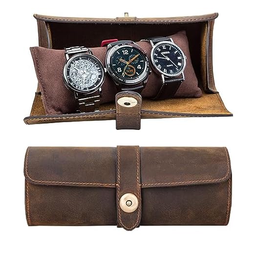Acidea Genuine Leather Roll for Three Watches