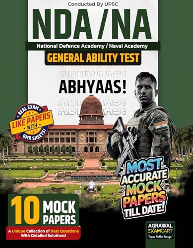 Image of Examcart UPSC NDA /NA Entrance Exam General Ability Test (GAT) Practice Book 2026 | 10 Abhyaas Mock Test Papers with OMR Sheet & Detailed Solutions | National Defence & Naval Academy Exam (English)