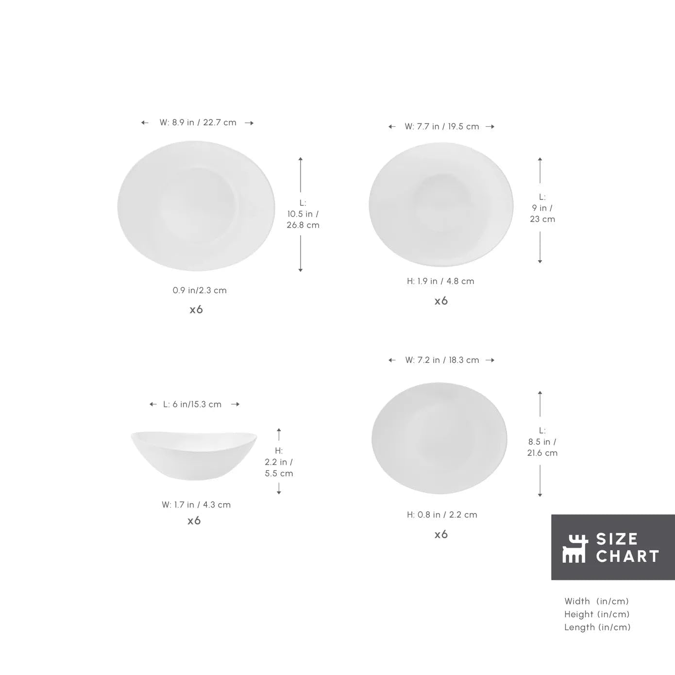 Karaca Pure Set de Vaisselle en Verre 24 pièces, Service de Vaisselle pour 6 Personnes, Élégant, Résistant à la Chaleur, Set de Assiettes Blanches, Service de Table Moderne