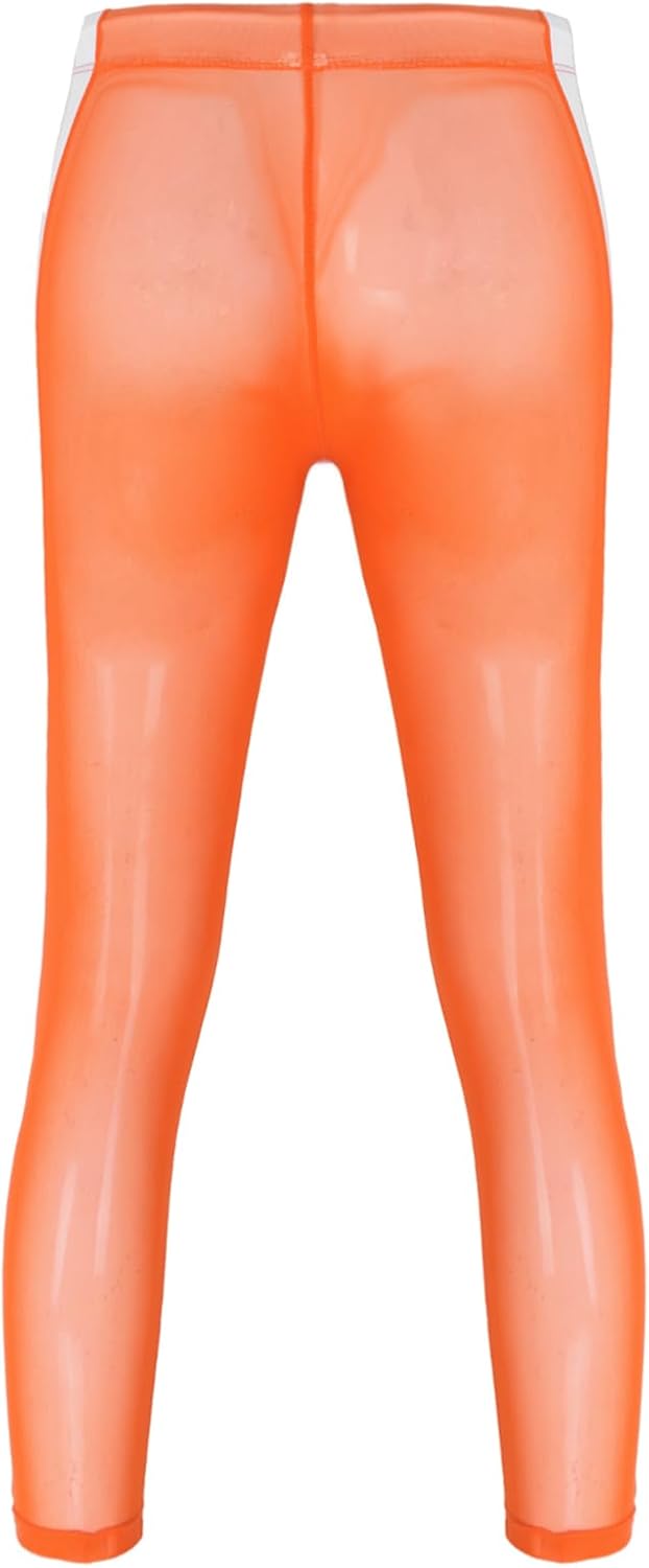 YiZYiF Men's Mesh Yoga Pants See Through Compression Tights Running Workout Legging Stretchy Sports Shapewear Underwear