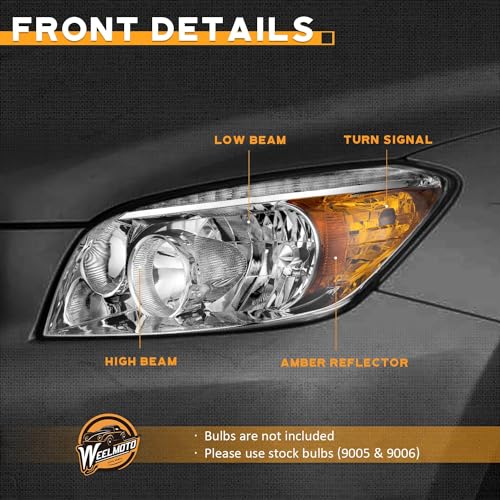 WEELMOTO Headlights Compatible with 2006-2008 Toyota RAV4 Headlight Assembly Replacement for 2006 2007 2008 RAV4 Headlamp Pair Set Chrome Housing by WEELMOTO - Image 5