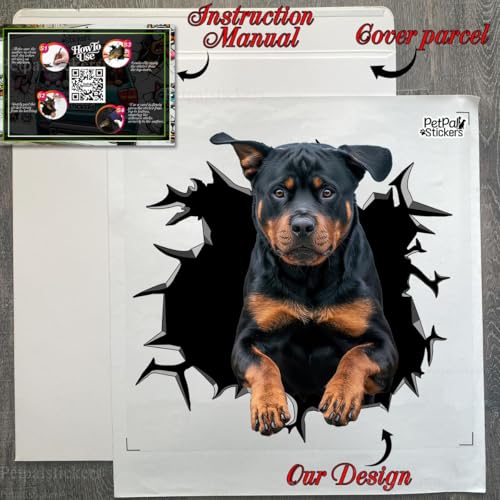 Image of Vinyl Dog Stickers - Car Decals for Women, Dog Lover Gift (Rottweiler Decals)