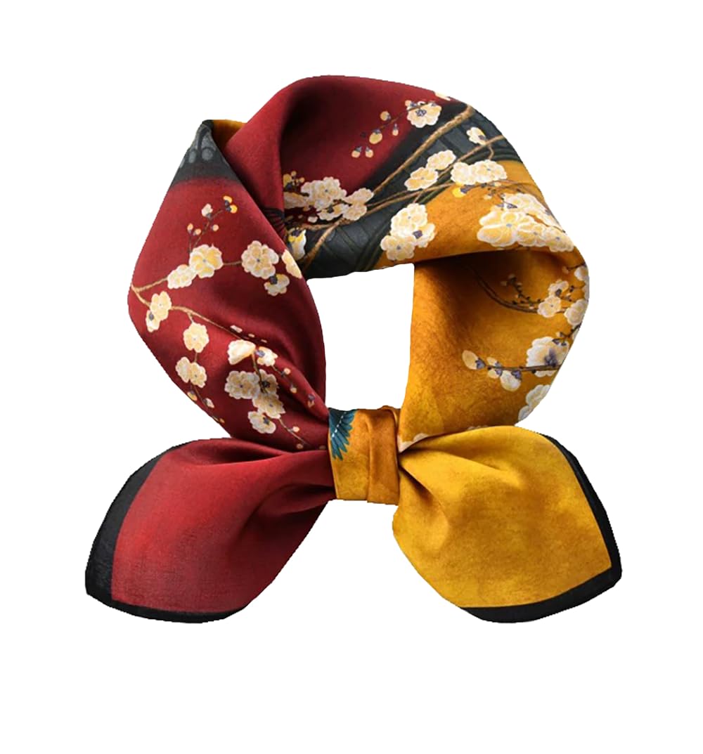 ANDANTINO 100% Mulberry Silk Scarf -21” Square Neckerchief with Gift Packed