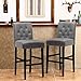 LSSBOUGHT 30'' Bar Stools Set of 2 Bar Height Chairs with Button Tufted Back for Kitchen Island, Gray