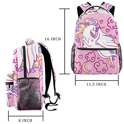 Sac à dos de voyage licorne rose parfait pour l'école et les vacances
