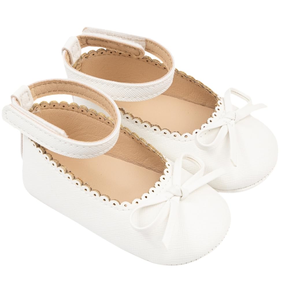 6 To 12 Months Baby Girls Bow White Hook & Loop Belly Booties-BT5459-image-37