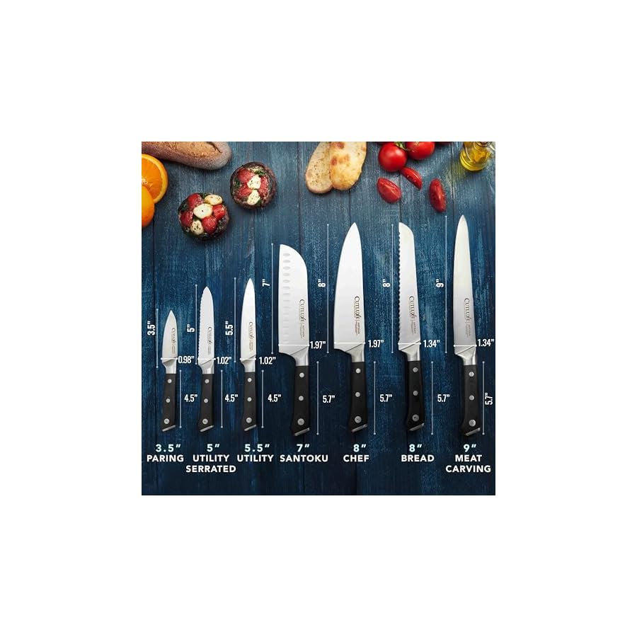 Cutluxe-Chef-Knife-Set-7-PCS-Professional-Chefs-Knife-Set--Razor-Sharp-German-Steel-Full-Tang-Ergonomic-Handles--Artisan-Series Cutluxe Chef Knife Set, 7 PCS Professional Chef's Knife Set – Razor Sharp German Steel, Full Tang, Ergonomic Handles – Artisan Series
