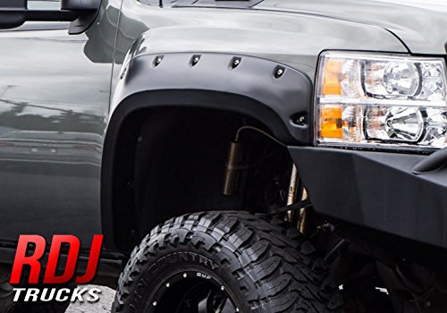 RDJ Trucks PRO-Offroad Bolt-On Style Fender Flares - Fits Chevrolet Silverado 6.5ft and 8ft Beds - Set of 4 (Smooth Black)