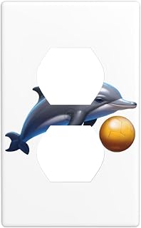 Little Dolphin Playing with Ball Picture Double Socket Wall Panel Decorative for Residential and Commercial Areas 4.5x2.76in