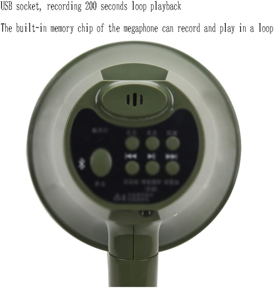 Megaphone 15W Megaphone Bullhorn, Camouflage Handheld Voice Amplifier with Volume Control & Rechargeable Battery, Tour Guide Speakers Loud Bullhorn Amplifiers, Green