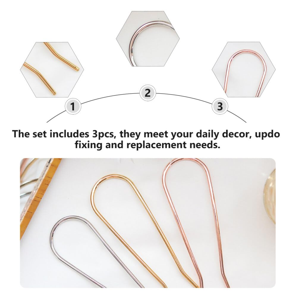 3pcs Elegant U-shaped Hairpins for Women Hair Stick Accessories for Updos Versatile Headdress for Parties Gatherings and Daily Use