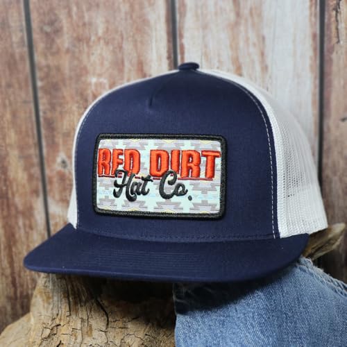 Image of Red Dirt Hat Company Aztec Print Adjustable Snapback Hat (US, Alpha, One Size, Faded Denim - Navy /White)