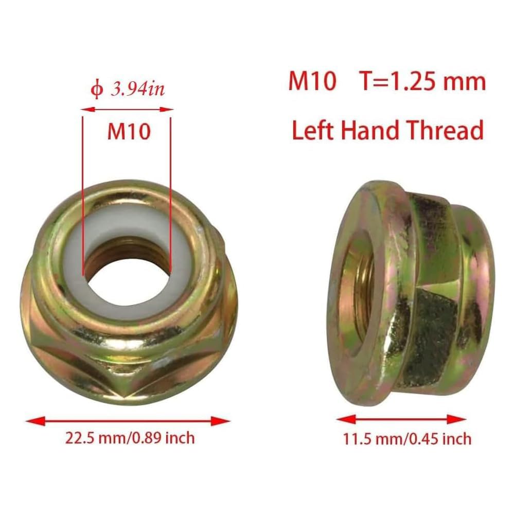 10Pcs Universal Left Hand Thread Blade Nut M10 x 1.25 Replacement for String Trimmer Brush Cutter Gear Head Blade Case Accessories