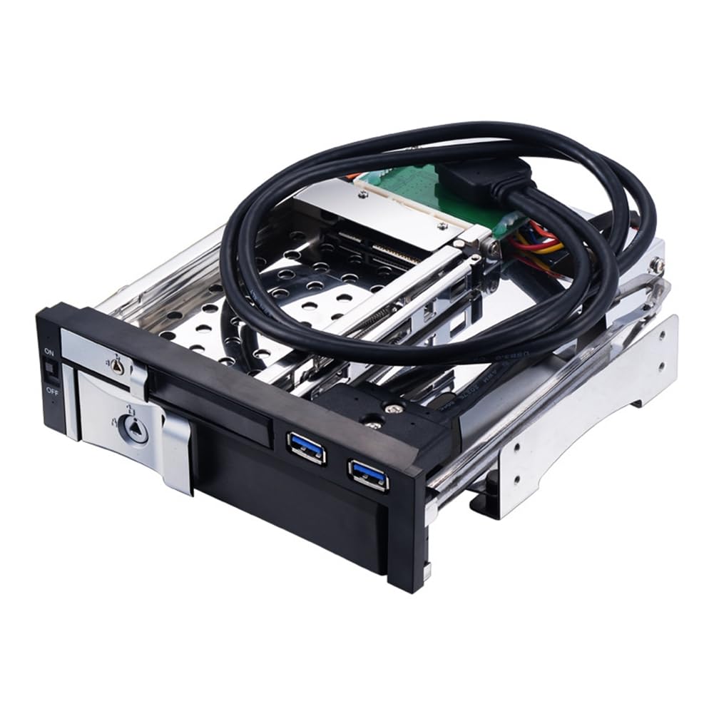 13.3 cm wewnętrzna obudowa dysku twardego z dwoma gniazdami 2,5 + 3,5-calowa obudowa HDD/SSD, konstrukcja bez użycia narzędzi z 2 zamkami bezpieczeństwa