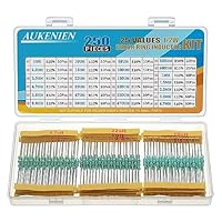 AUKENIEN 1/2W Farbring Induktoren 25 Werte Induktor Kit 1uH bis 4,7mH 250 Stück 0410 DIP Farbcode Induktivität 1/2 Watt Sortiment